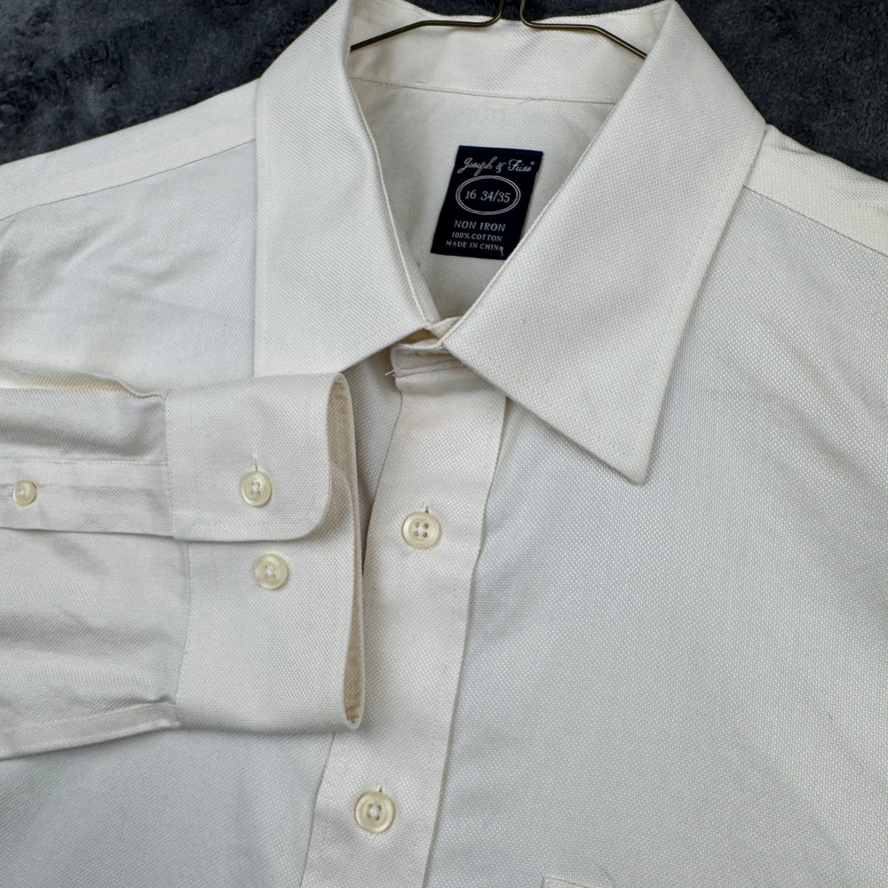 Joseph & Feiss Dress Shirt Mens 16 34/35 Cream Non Iron Cotton Excellent